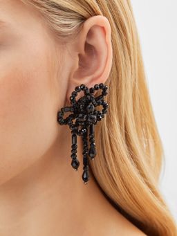 Accessorize London - Black Fleur Beaded Statement Earrings