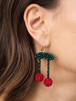 Accessorize London - Green Cherry Beaded Drop