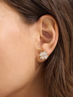 Accessorize London - White Lucky Clover Stud Earrings