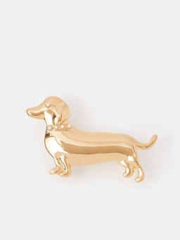 Accessorize London - Gold Pearl Dachshund Brooch