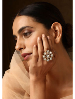 SWABHIMANN - Minal White Kundan Adjustable Ring