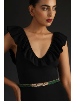 SWABHIMANN - Shikha Green and White Pearl Adjustable Waist Belt