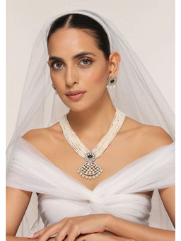 SWABHIMANN - Arz Sapphire Victorian Polki Necklace Set