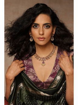 SWABHIMANN - Meesha Red Temple Necklace Set