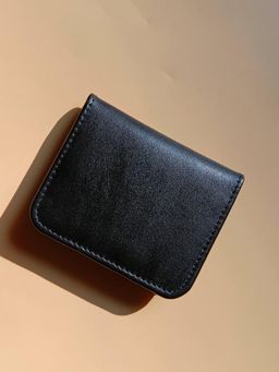 The Bicyclist - Black Minimalist Genuine Leather Slim Bifold Wallet