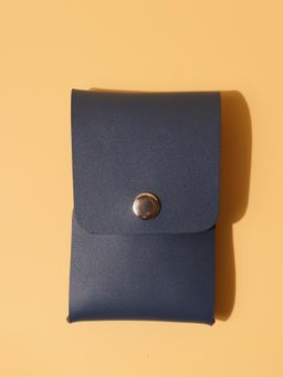 The Bicyclist - Navy Blue Genuine Leather Credit Card Case