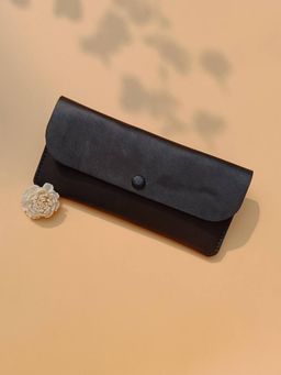 The Bicyclist - Genuine Leather Long Clutch Mobile Wallet In Black