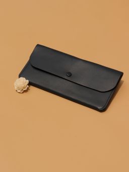 The Bicyclist - Genuine Leather Long Clutch Mobile Wallet In Navy Blue