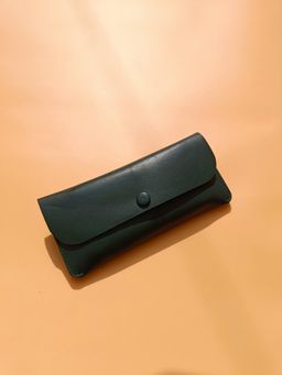 The Bicyclist - Dark Green Genuine Leather Long Clutch Mobile Wallet