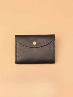 The Bicyclist - Genuine Leather Black Card Wallet with Flap