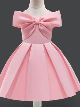 Hopscotch - Girls Pink Solid Party Dress