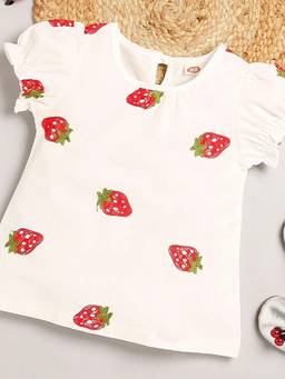 Hopscotch - Girls White Fruit Print Top