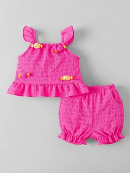 Hopscotch - Pink Textured Top and Shorts
