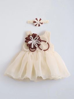 Hopscotch - Cream Floral Applique Dress