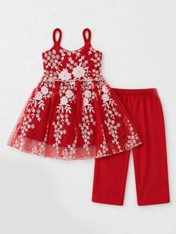 Hopscotch - Floral Embroidery Kurti with Pant