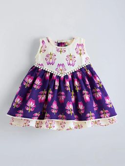 Hopscotch - White Cotton Floral Dress