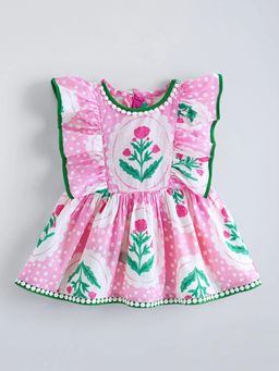 Hopscotch - Pink Cotton Floral Dress