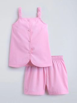 Hopscotch - Pink Cotton Strappy Shorts Set