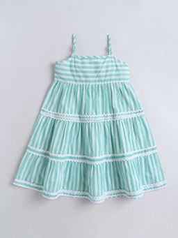 Hopscotch - Green Stripes Casual Dress