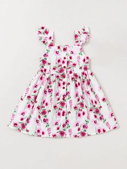 Hopscotch - White Floral Strappy Casual Dress