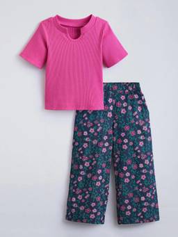Hopscotch - Floral Textured Top with Pant
