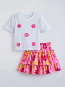 Hopscotch - Floral Ruffle Top with Skirt