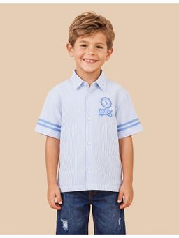 U.S. POLO ASSN. - Blue Boys Vertical Stripes Boxy Fit Shirt