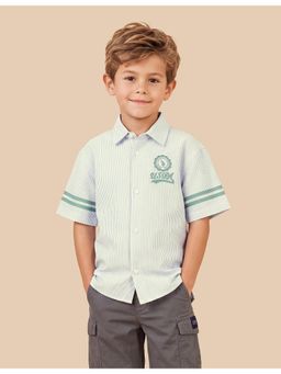 U.S. POLO ASSN. - Green Boys Vertical Stripes Boxy Fit Shirt