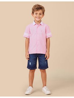 U.S. POLO ASSN. - Boys Pink Brand Printed Boxy Fit Shirt