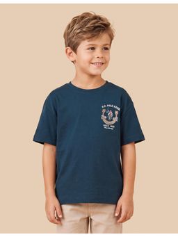 U.S. POLO ASSN. - Boys Navy Blue Solid Oversized Fit T-Shirt