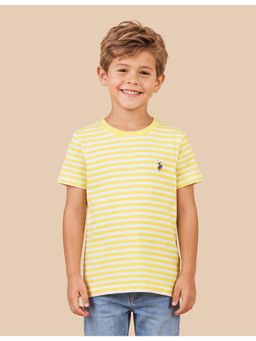 U.S. POLO ASSN. - Boys Yellow Horizontal Stripes Regular Fit T-Shirt
