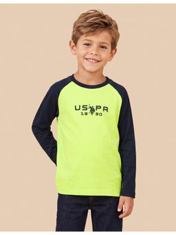 U.S. POLO ASSN. - Boys Green Colorblock Regular Fit T-Shirt