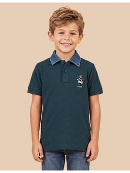 U.S. POLO ASSN. - Boys Green Solid Regular Fit Polo T-Shirt