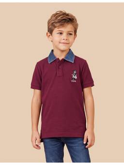 U.S. POLO ASSN. - Boys Burgundy Solid Regular Fit Polo T-Shirt