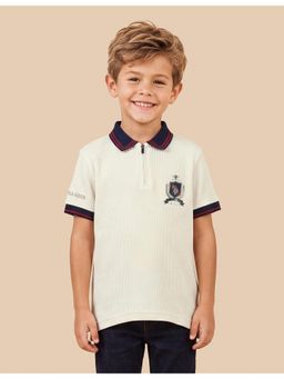 U.S. POLO ASSN. - White Boys Solid Regular Fit Polo T-Shirt
