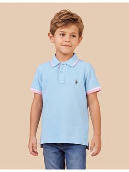 U.S. POLO ASSN. - Blue Boys Solid Regular Fit Polo T-Shirt