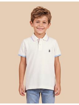 U.S. POLO ASSN. - White Boys Solid Regular Fit Polo T-Shirt