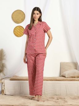 HOUSE OF COMFORT - Scarlet Polka Dot Shirt And Pyjama