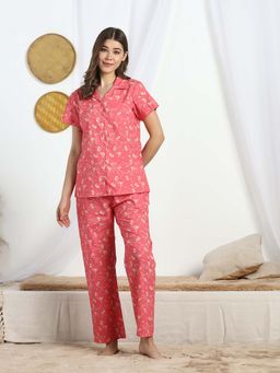 HOUSE OF COMFORT - Sweet Red Floral Shirt And Pyjama