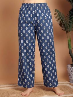 Indreams - Women Blue Cotton Printed Pyjama