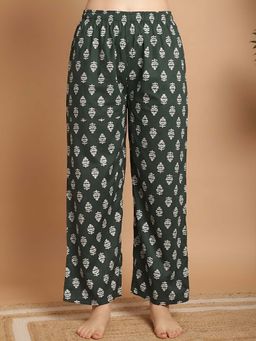 Indreams - Women Green Cotton Printed Pyjama