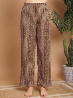 Indreams - Maroon Cotton Printed Pyjama
