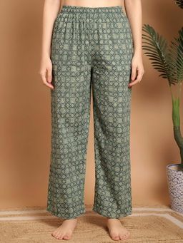 Indreams - Green Cotton Printed Pyjama