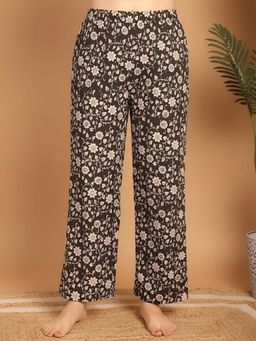 Indreams - Black Cotton Floral Printed Pyjama