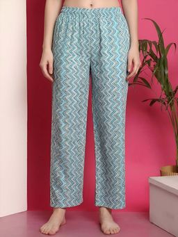 Indreams - Blue Cotton Printed Pyjama