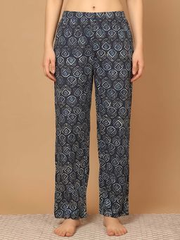 Indreams - Navy Blue Cotton Printed Pyjama