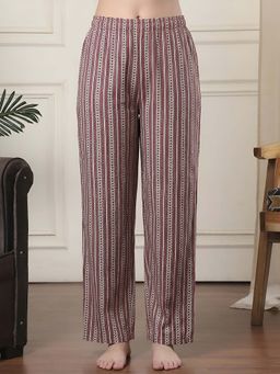 Indreams - Maroon Cotton Printed Pyjama