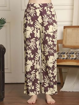 Indreams - Brown Cotton Floral Printed Pyjama