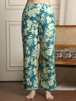 Indreams - Teal Cotton Floral Printed Pyjama