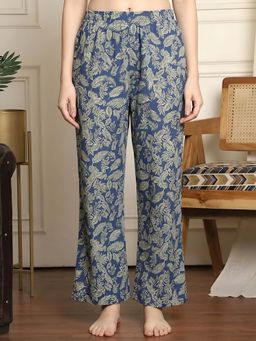 Indreams - Blue Cotton Floral Printed Pyjama